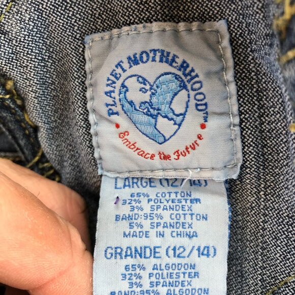 Vintage Planet Motherhood Girls Denim Overalls Large Blue Straight Leg Retro - Picture 8 of 16